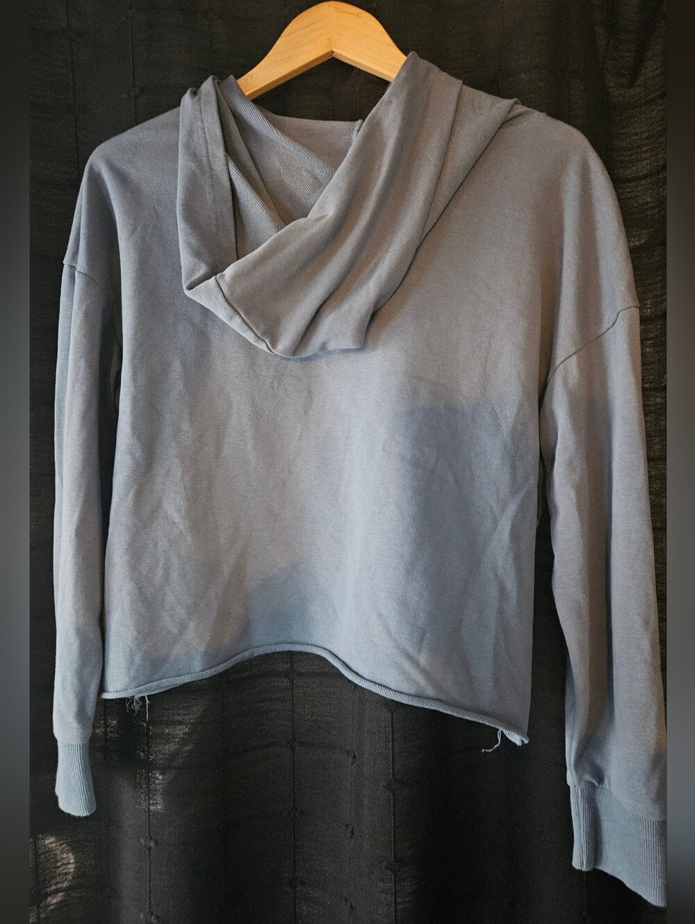 Natural Life Blue "All You Need Is Love" Crop Floral Hoodie Sweatshirt S - Picture 3 of 6